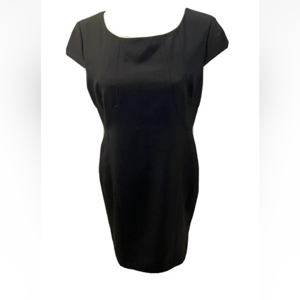 Ellen Tracy Sheath Dress Cap Sleeves  Black‎ Womens. Size 14 NWT
